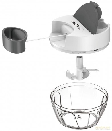 Rozdrabniacz kuchenny, napędzany mechanicznie, biały z szarymi elementami, średnica 12,5 cm, pojemność 400 ml, kinghoff, kh-1881