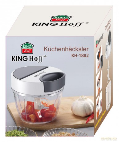 Rozdrabniacz kuchenny, napędzany mechanicznie, biały z szarymi elementami, średnica 12,5cm, pojemność 900 ml, kinghoff, kh-1882