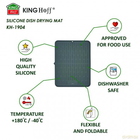 Silikonowa mata do suszenia naczyń, 42x33 cm, kinghoff, kh-1904