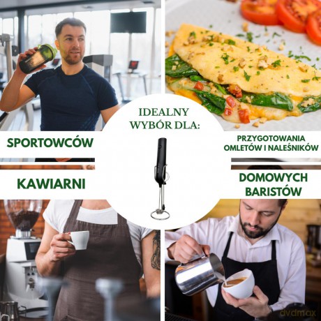 Spieniacz do mleka, usb-c, 3 prędkości, 2 końcówki, z stojak, kinghoff