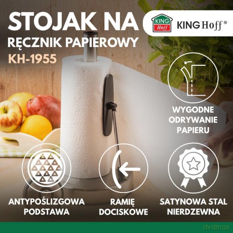 Stojak na ręcznik papierowy, stal nierdzewna, 36,5x18cm, kinghoff, kh-1955