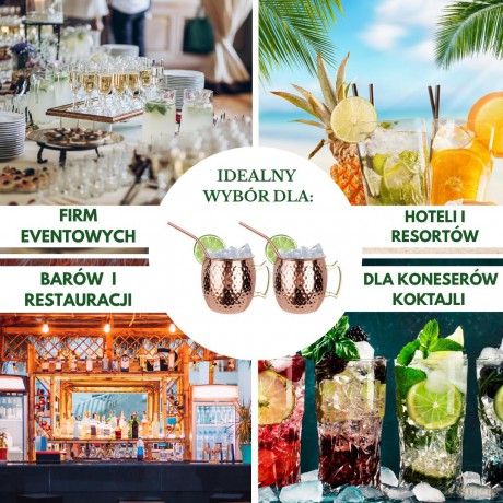 Zestaw kubków moscow mule, 2×500 ml, 2 słomki, kinghoff
