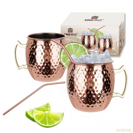 Zestaw kubków moscow mule, 2×500 ml, 2 słomki, kinghoff
