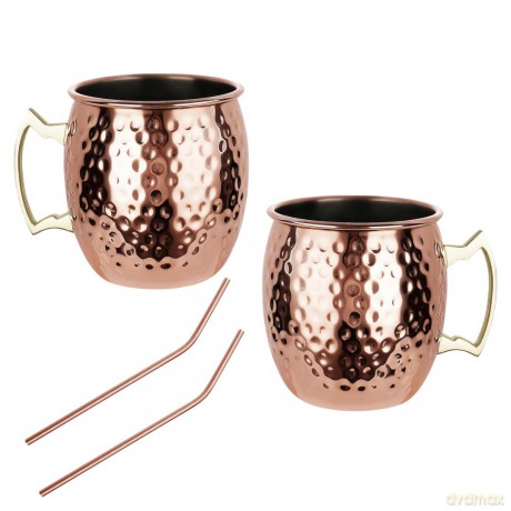 Zestaw kubków moscow mule, 2×500 ml, 2 słomki, kinghoff