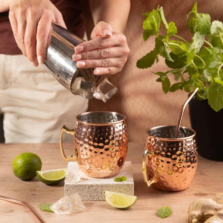 Zestaw kubków moscow mule, 2×500 ml, 2 słomki, kinghoff
