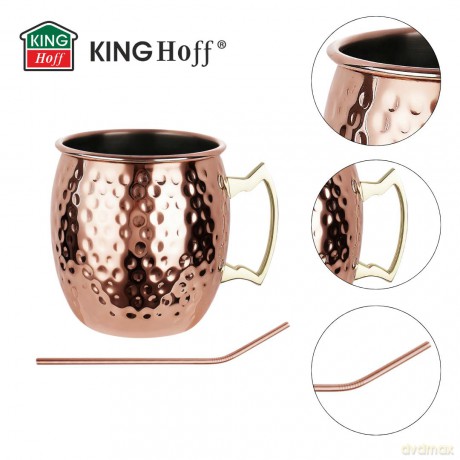 Zestaw kubków moscow mule, 2×500 ml, 2 słomki, kinghoff