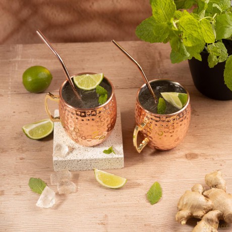 Zestaw kubków moscow mule, 2×500 ml, 2 słomki, kinghoff