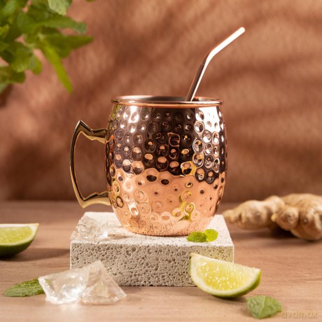 Zestaw kubków moscow mule, 2×500 ml, 2 słomki, kinghoff
