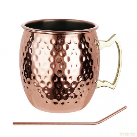 Zestaw kubków moscow mule, 2×500 ml, 2 słomki, kinghoff