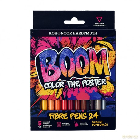 Flamastry BOOM w kartoniku 24 kolory