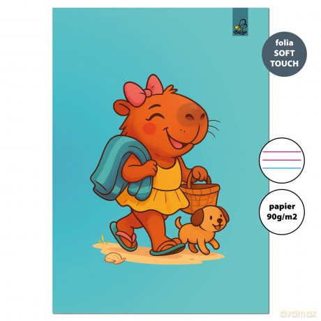 Zeszyt A4 32k. w 3 linie kolor Kapibara Plaża 90g