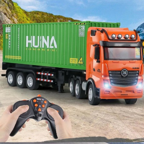Ciężarówka Zdalnie Sterowana RC Z Kontenerem HUINA Światła Dźwięki 1:18