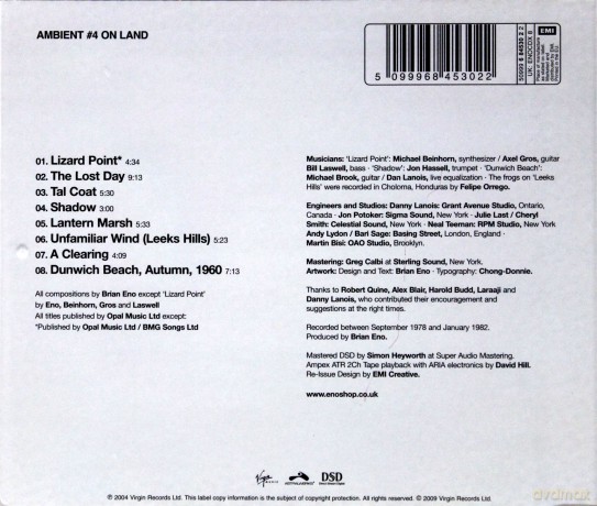 Brian Eno: Ambient 4/On Land [CD]