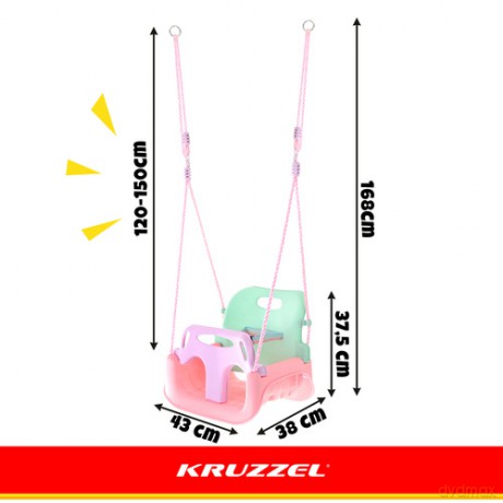 Huśtawka dla dzieci 3w1 pastelowa Kruzzel