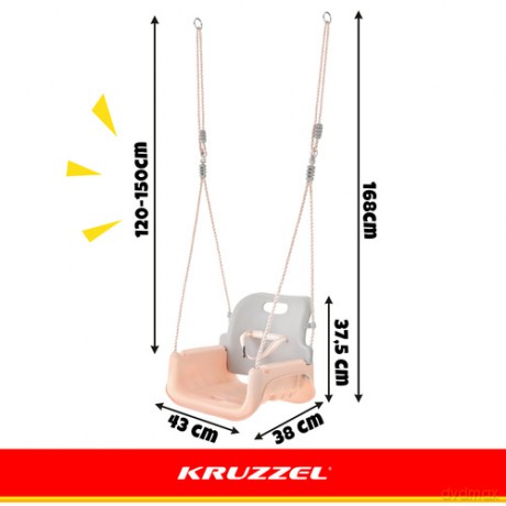 Huśtawka dla dzieci 3w1 szaro-beżowa Kruzzel
