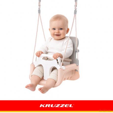 Huśtawka dla dzieci 3w1 szaro-beżowa Kruzzel