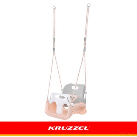 Huśtawka dla dzieci 3w1 szaro-beżowa Kruzzel
