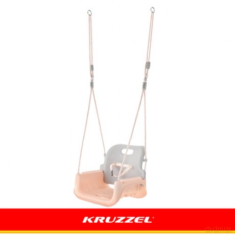 Huśtawka dla dzieci 3w1 szaro-beżowa Kruzzel
