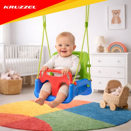 Huśtawka dla dzieci 3w1 zielono-niebieska Kruzzel