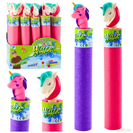 Piankowa Broń Pompka Pałka Na Wodę Jednorożec Różowa Fioletowa 35 cm