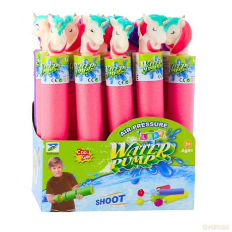 Piankowa Broń Pompka Pałka Na Wodę Jednorożec Różowa Fioletowa 35 cm