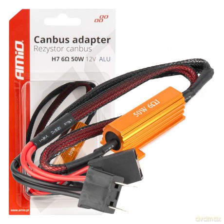 Rezystor opornik canbus do żarówek led 50w h7 amio-04089