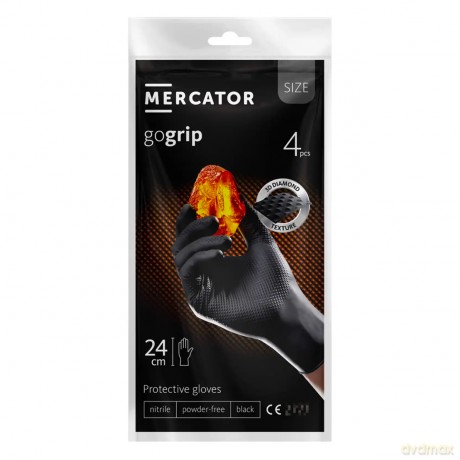 Rękawice nitrylowe czarne mercator gogrip black 4 szt. rozmiar l