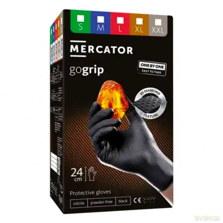 Rękawice nitrylowe czarne mercator gogrip one-by-one black 100szt. rozmiar m