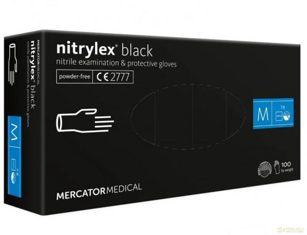 Rękawice nitrylowe czarne mercator nitrylex black rozmiar m 100 szt.