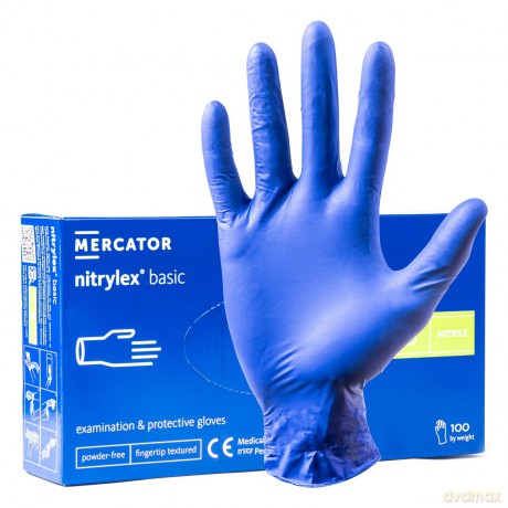Rękawice nitrylowe niebieskie mercator nitrylex basic rozmiar m 100 szt.