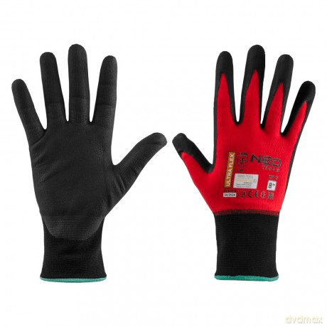 Rękawice robocze ultraflex, nylon-spandex, pokrycie polimetrowo-nitrylowe (foam), 4131X, rozmiar 8