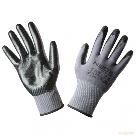Rękawice robocze, nylon pokryty nitrylem, 4131X, rozmiar 8