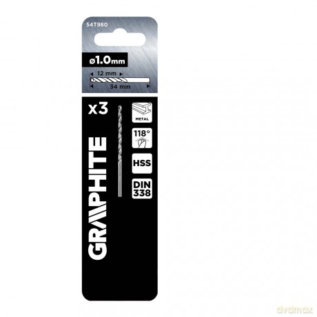 Wiertła do metalu HSS, DIN 338, 1 mm, 3 szt.