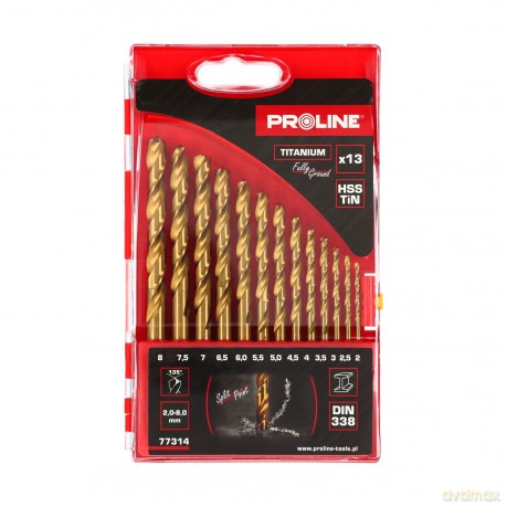 Wiertła do metalu hsstin din338 szlif.13szt(2-8mm)proline