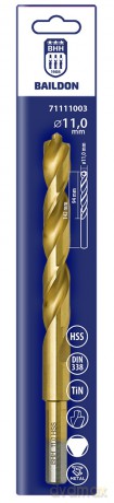 Wiertło do metalu Baildon DIN 338 RN 11 mm, HSS TiN (S), 142-94 mm (chwyt 3-płaszczyznowy)