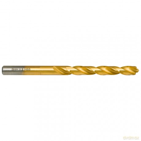 Wiertło do metalu Baildon DIN 338 RN 9,5 mm, HSS TiN (S), 125-81 mm (chwyt 3-płaszczyznowy)