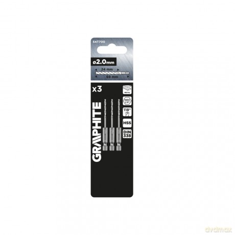 Wiertło do metalu Hex 2.0 mm, 3 szt.