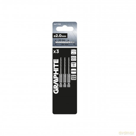 Wiertło do metalu Hex 2.0 mm, 3 szt.