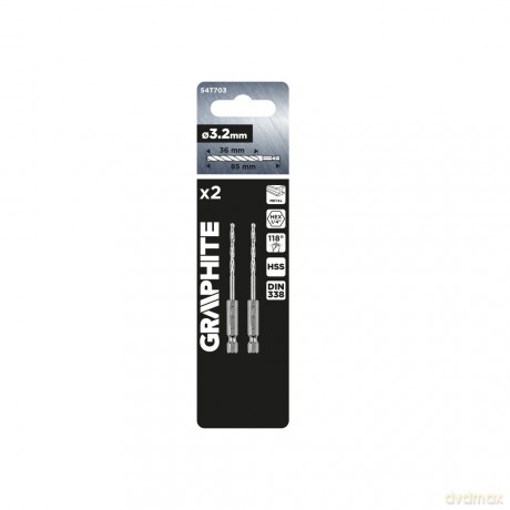 Wiertło do metalu Hex 3.2 mm, 2 szt.