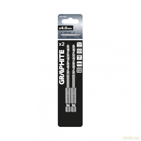 Wiertło do metalu Hex 4.0 mm, 2 szt.