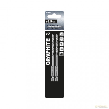 Wiertło do metalu Hex 5.5 mm, 2 szt.