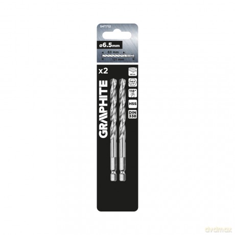 Wiertło do metalu Hex 6.5 mm, 2 szt.