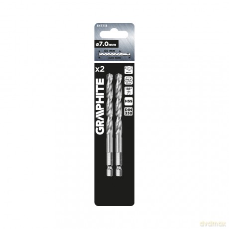 Wiertło do metalu Hex 7.0 mm, 2 szt.