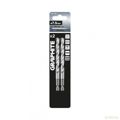 Wiertło do metalu Hex 7.5 mm, 2 szt.