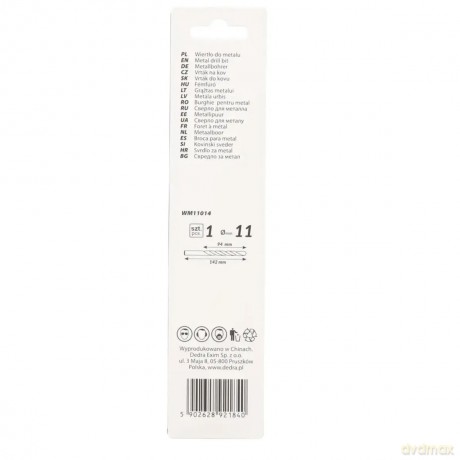 Wiertło do metalu, hss, stal 4341, 135°, 11x142mm, 1szt