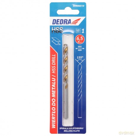 Wiertło do metalu, hss, stal 4341, 135°, 6,5x101mm, 1szt