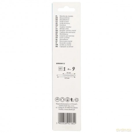 Wiertło do metalu, hss, stal 4341, 135°, 9x125mm, 1szt