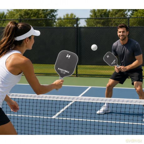 Zestaw Paletki Do Gry w Pickleballa Tenisa Badmintona 2 Piłki Czarno-Szare