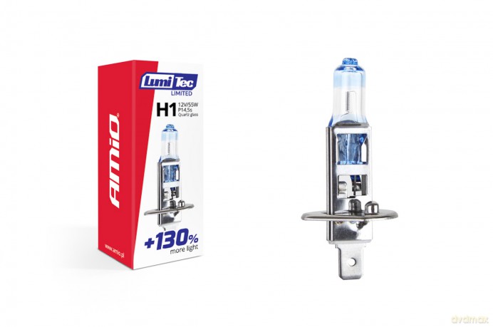 Żarówka halogenowa h1 12v 55w lumitec limited +130% amio-02130