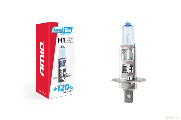 Żarówka halogenowa h1 12v 55w lumitec super white +120% amio-02135